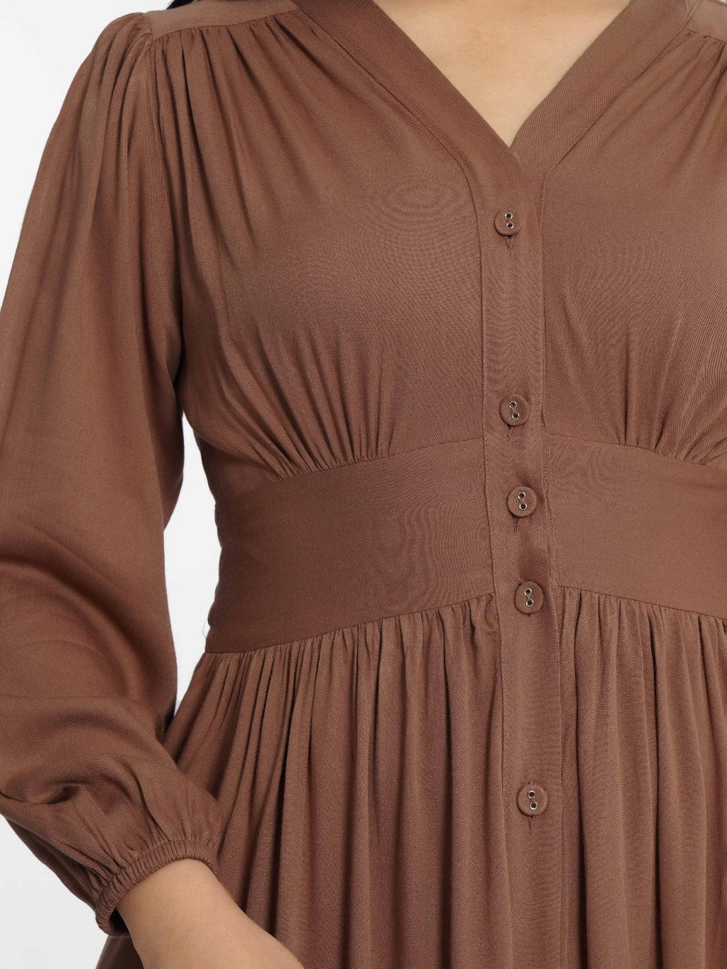 Momelca - Jollie Long Sleeve Midi Twill Dress Wanita