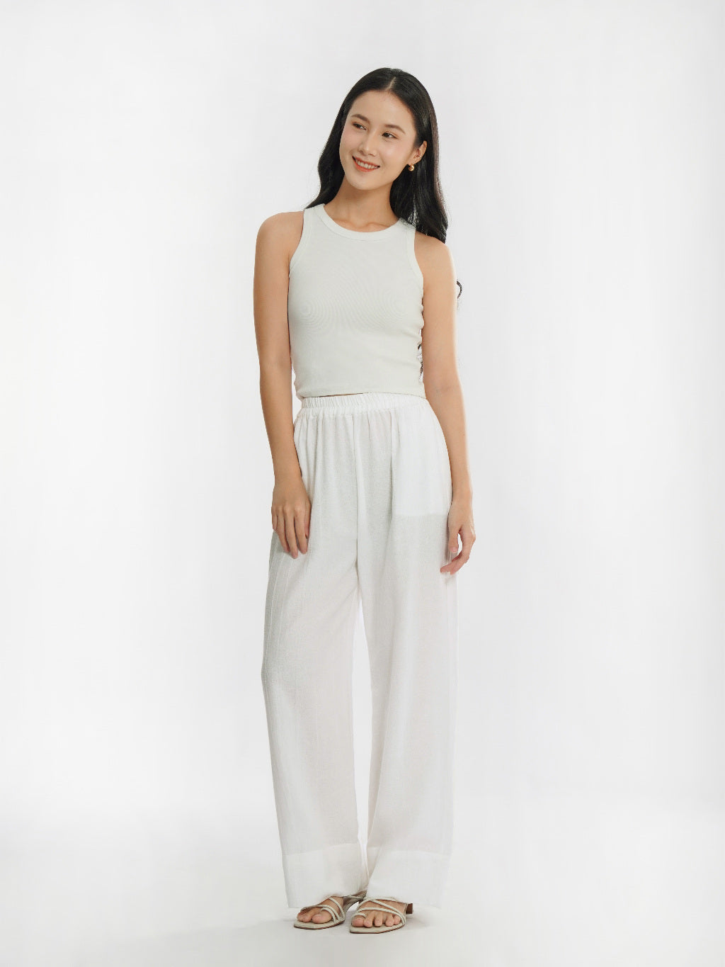 Momelca - Amora Casual Daily Pants Wanita Broken White Furing