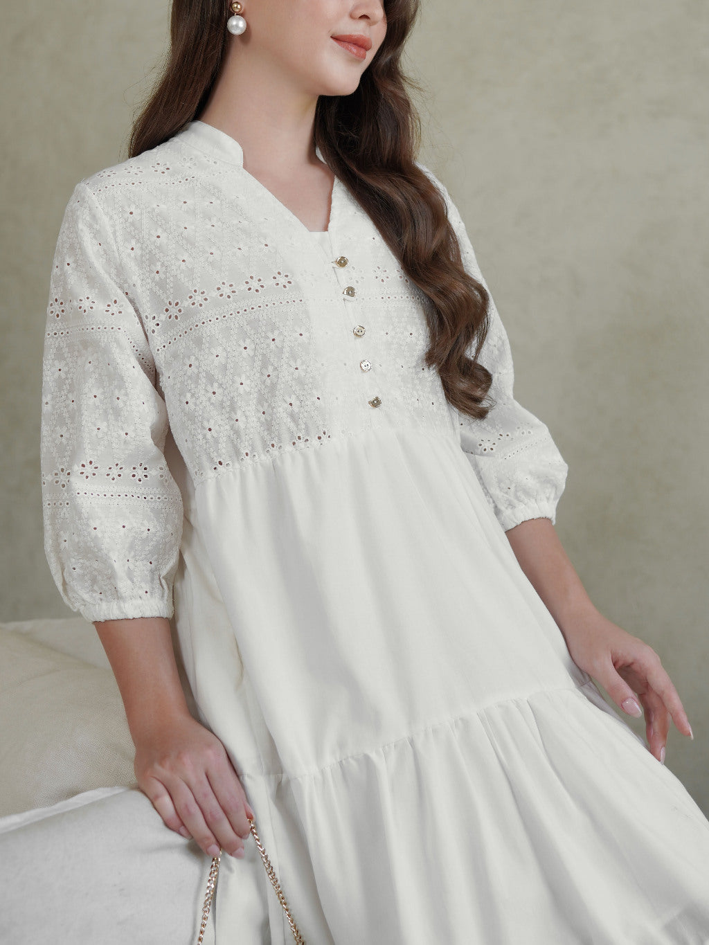 Momelca - Rania Midi Embroiderry Dress Wanita