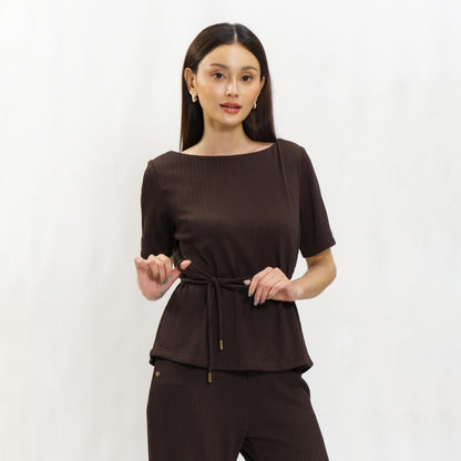 Momelca Belva Top Wanita Pleated Knit Atasan Wanita Casual Chic