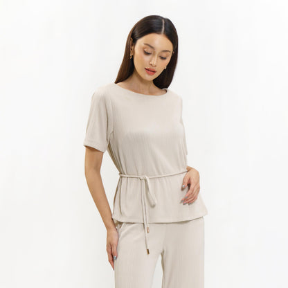 Momelca Belva Top Wanita Pleated Knit Atasan Wanita Casual Chic