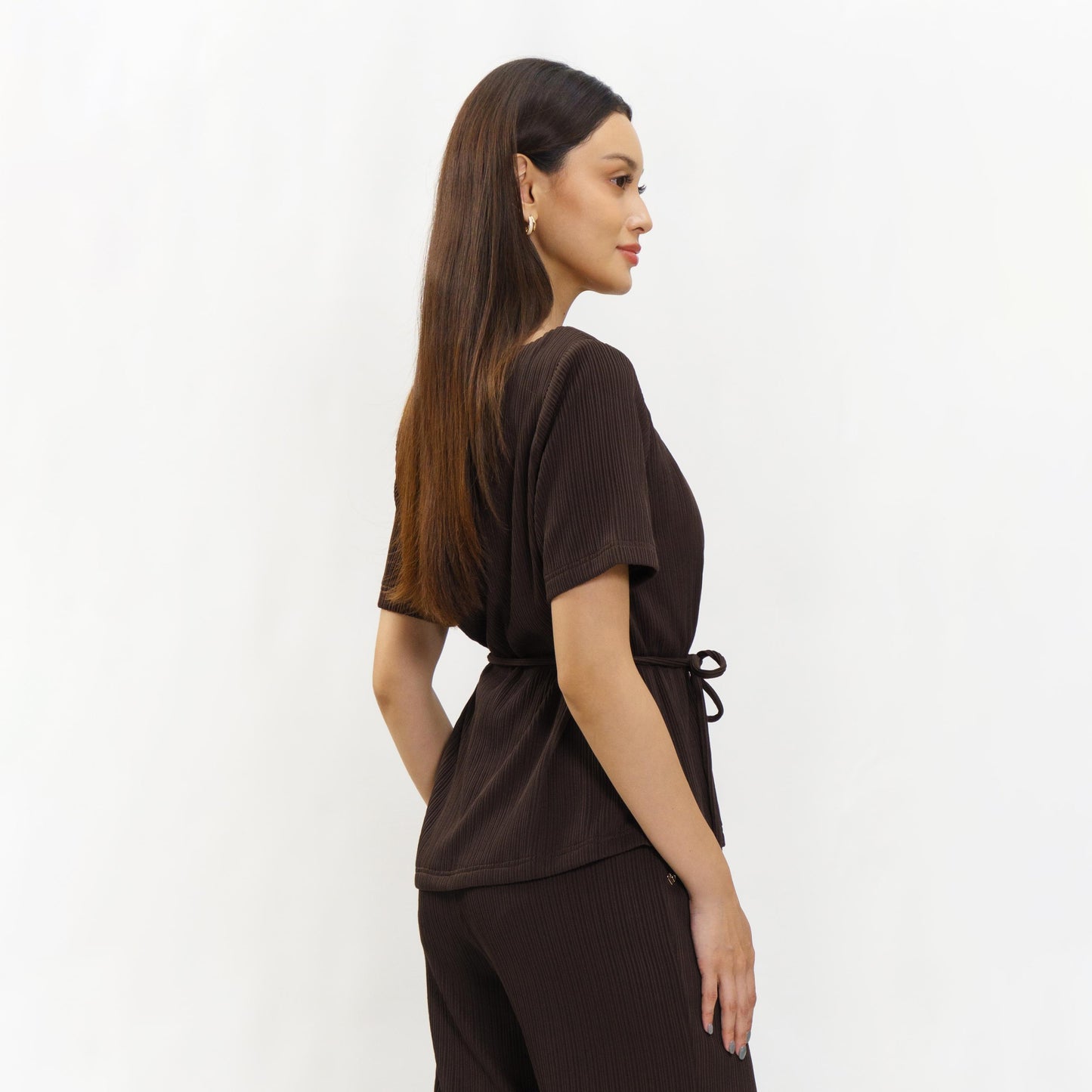 Momelca Belva Top Wanita Pleated Knit Atasan Wanita Casual Chic