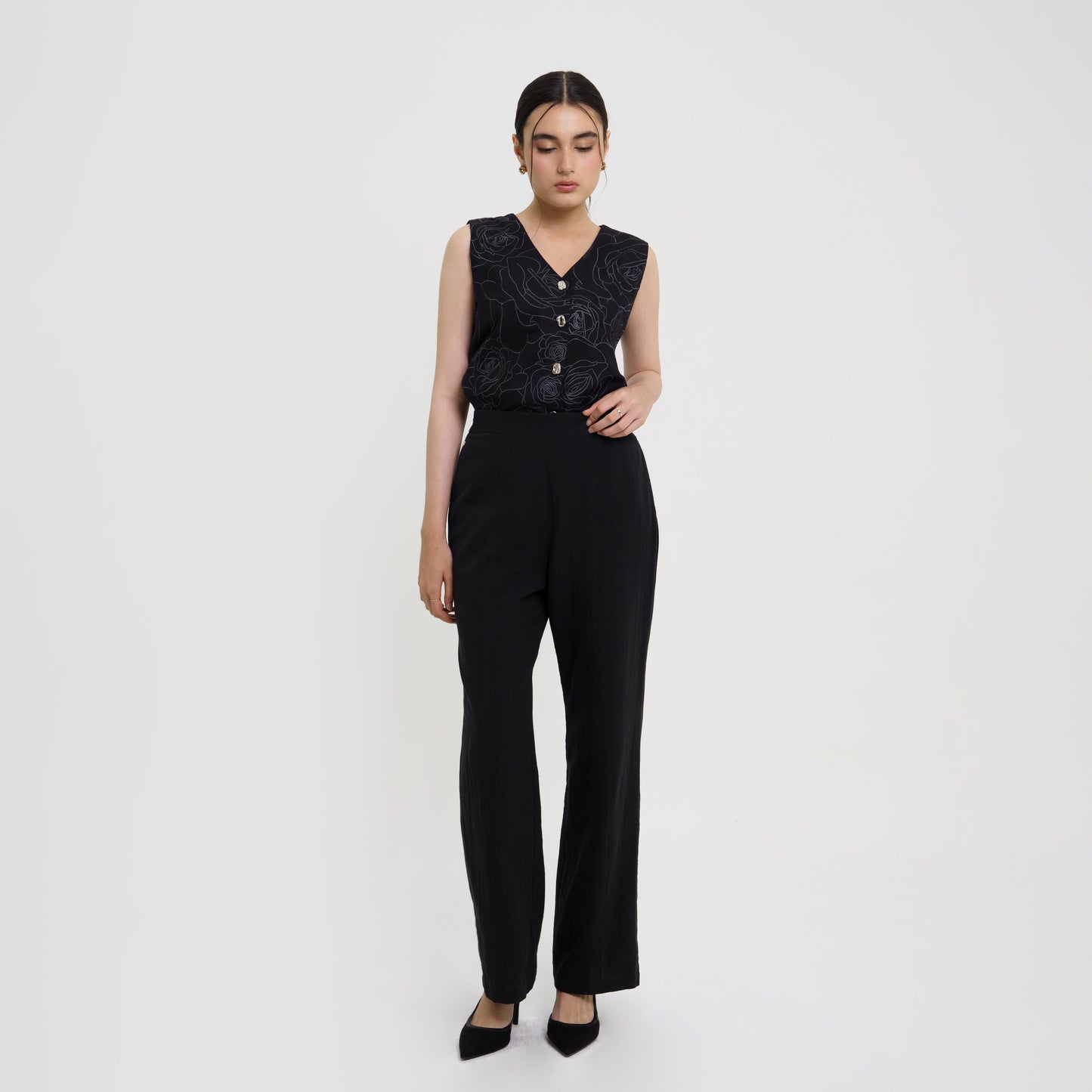 Momelca Cassie Linen Pants Celana Panjang Casual Formal Basic Wanita Nyaman