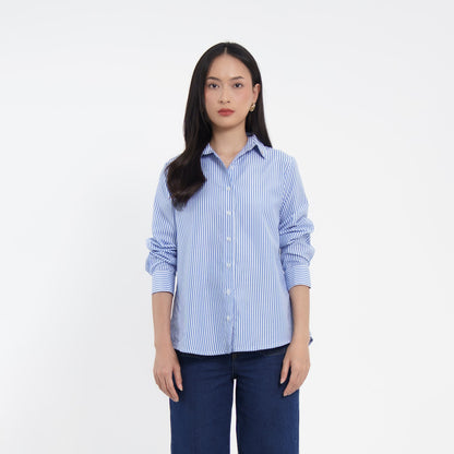 MOMELCA - Stripe Shirt | Atasan Wanita | Kemeja Salur Wanita