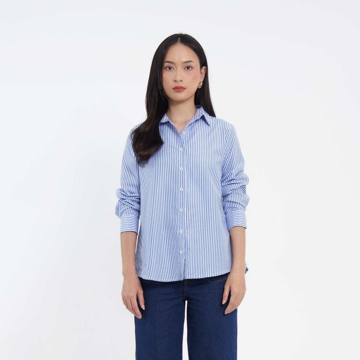 MOMELCA - Stripe Shirt | Atasan Wanita | Kemeja Salur Wanita