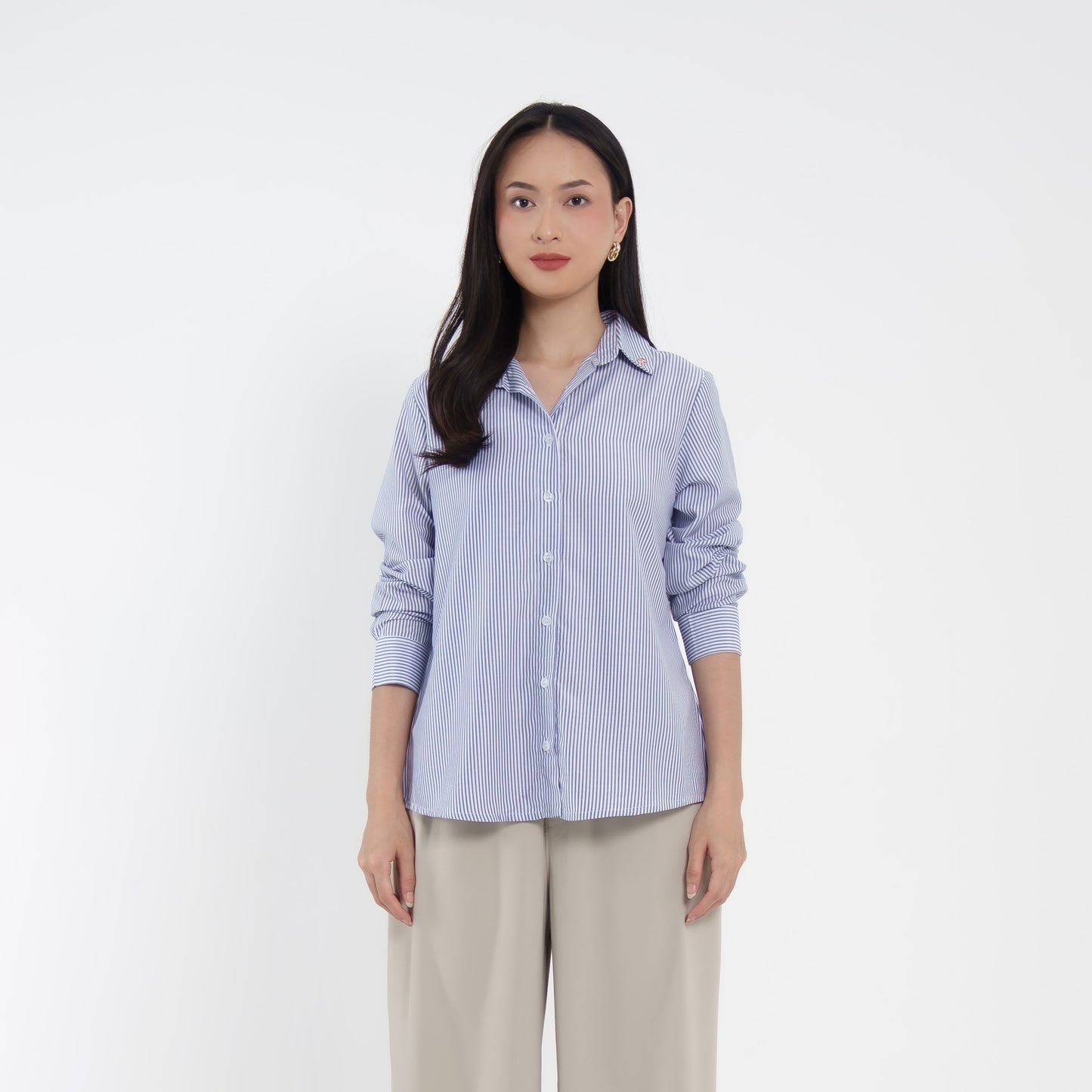 MOMELCA - Stripe Shirt | Atasan Wanita | Kemeja Salur Wanita
