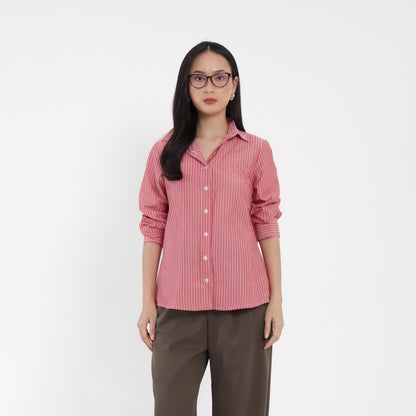 MOMELCA - Stripe Shirt | Atasan Wanita | Kemeja Salur Wanita