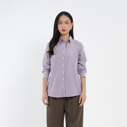 MOMELCA - Stripe Shirt | Atasan Wanita | Kemeja Salur Wanita