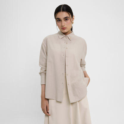 Momelca Essence Shirt Kemeja Linen Wanita Lengan Panjang