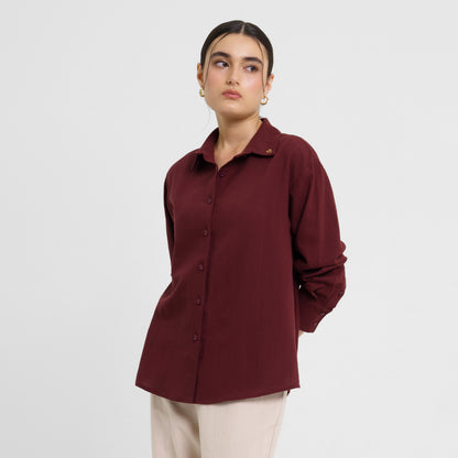 Momelca Essence Shirt Kemeja Linen Wanita Lengan Panjang