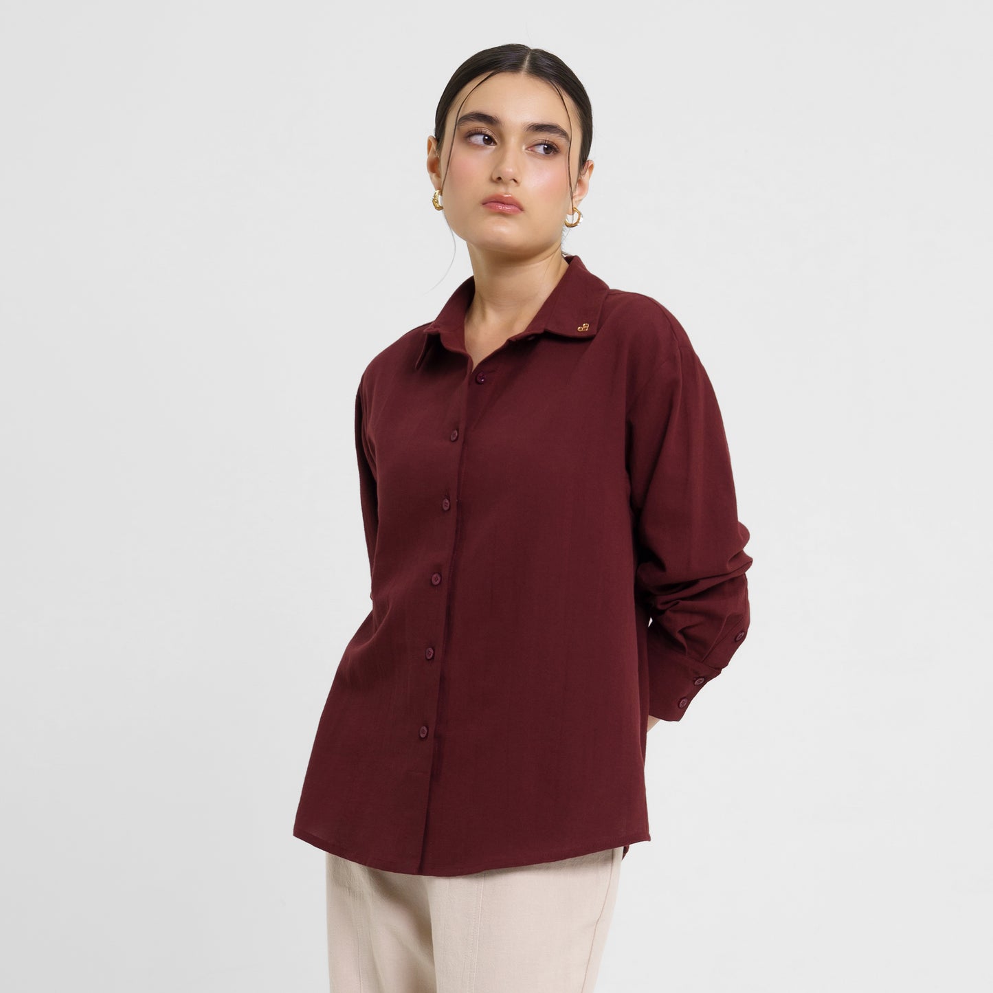 Momelca Essence Shirt Kemeja Linen Wanita Lengan Panjang