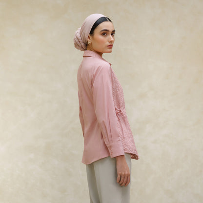 Momelca Ganiya Embroidery Shirt - Blouse Wanita Lengan Panjang