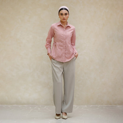 Momelca Ganiya Embroidery Shirt - Blouse Wanita Lengan Panjang