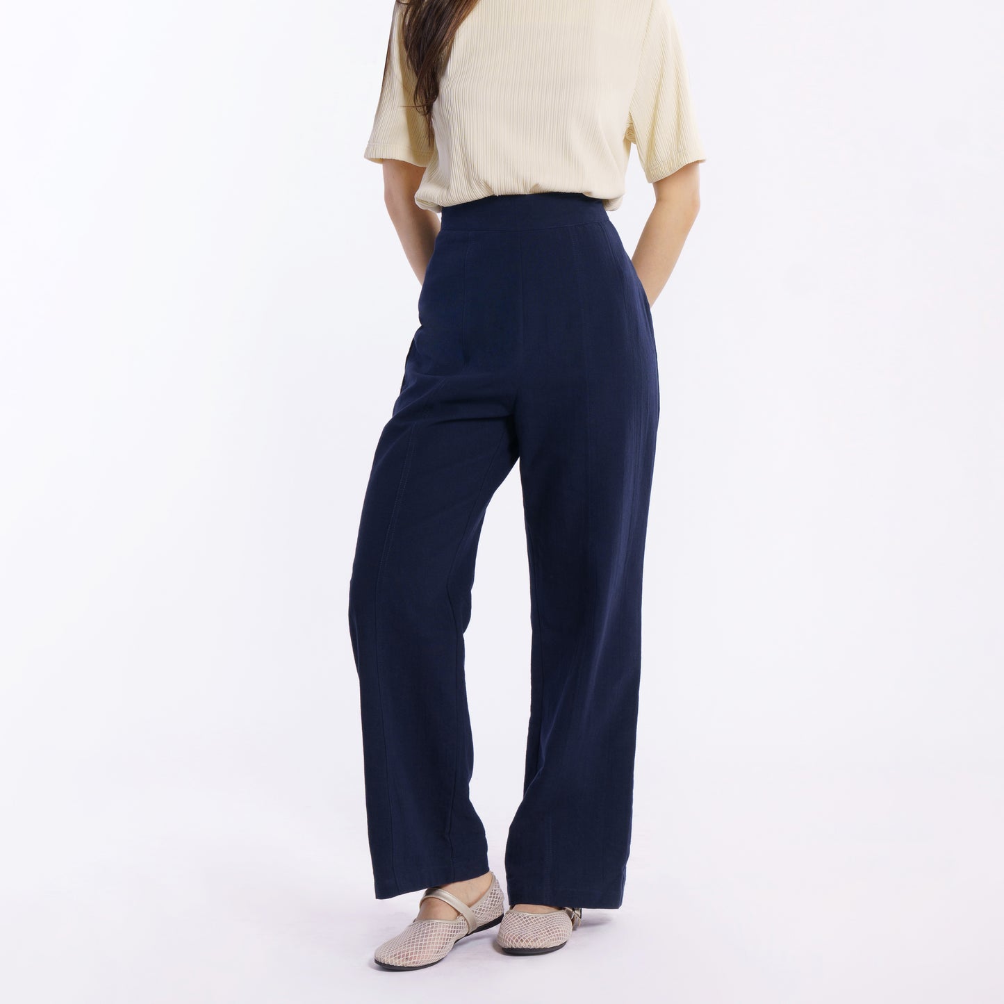 Momelca Cassie Linen Pants Celana Panjang Casual Formal Basic Wanita Nyaman