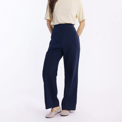 Momelca Cassie Linen Pants Celana Panjang Casual Formal Basic Wanita Nyaman