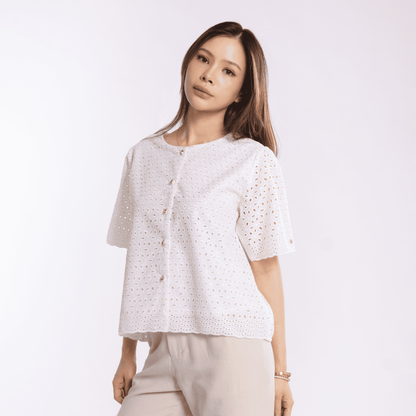 Momelca Lizzie Top Atasan Blouse Bordir Katun Wanita