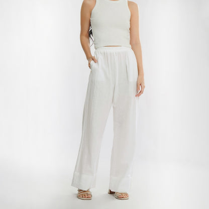 Momelca - Amora Casual Daily Pants Wanita Broken White Furing