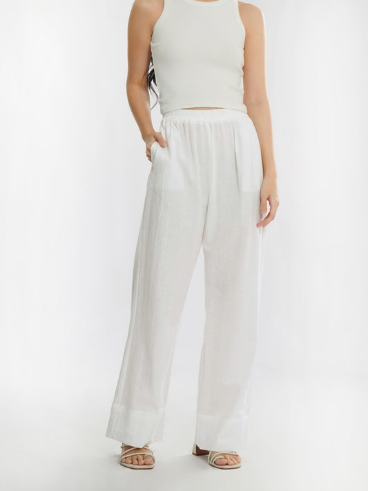 Momelca - Amora Casual Daily Pants Wanita Broken White Furing