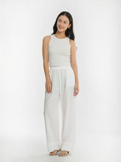 Momelca - Amora Casual Daily Pants Wanita Broken White Furing