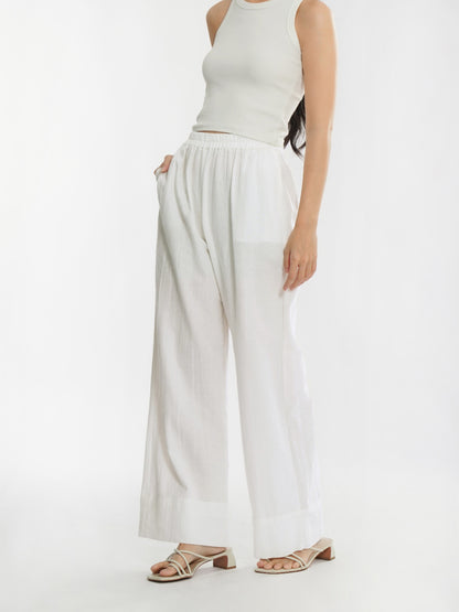 Momelca - Amora Casual Daily Pants Wanita Broken White Furing