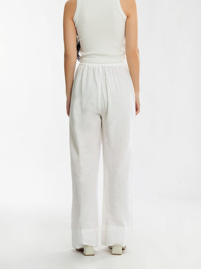 Momelca - Amora Casual Daily Pants Wanita Broken White Furing