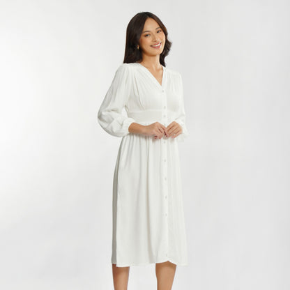 Momelca - Jollie Long Sleeve Midi Twill Dress Wanita
